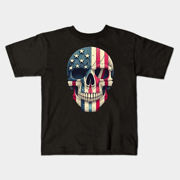 American Flag Skull Kids T-Shirt by SOS@ddicted